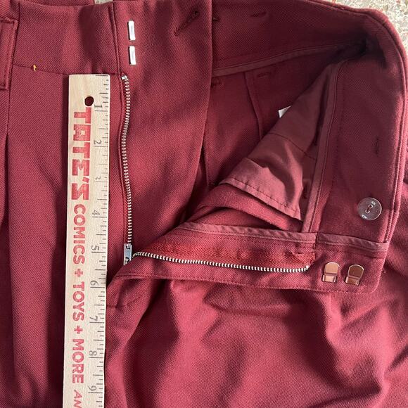 Free People women’s high-waisted tapered pants in a rich red/burgundy color. - Picture 5 of 11